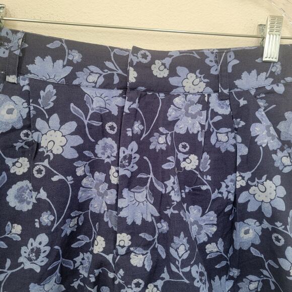 MNG Sz 8 Palermo 330 Shorts Floral Blue Linen Cotton Coastal Beachy Vacation NWT - Picture 8 of 12